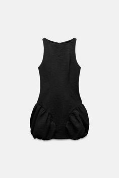 VOLUMINOUS SHORT DRESS - Black | ZARA United States Black Bubble Dress, Balloon Dress, Bubble Dress, Full Dress, Black Short Dress, Cardigan Sweater Dress, Shirt Blouses Tops, Round Neck Dresses, Leather Shirt