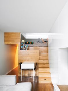 Tiny City Apartment: Embracing Small Living Mezzanine Design, Adult Loft Bed, Apartemen Studio, Mini Loft, Small Loft, Tiny Apartments, Compact Living, Tiny Spaces, Small Places