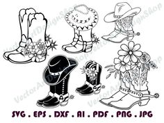 cowboy boots and flowers svg files