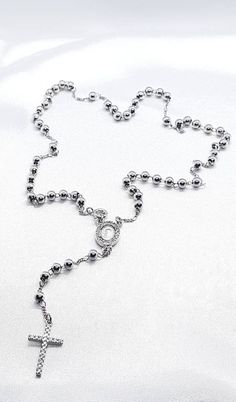 Silver Rosary Necklace,Sterling Silver Rosary 3mm Bead Necklace,Catholic Rosary, Sterling silver 925 9.80 grams Rosary length: 45cm + 10 cm Rosario Wallpaper, Rosary Wallpaper, Miraculous Medal Necklace, Silver Rosary, Virgin Mary Necklace, Catholic Rosary, Rosary Bracelet, Rosary Necklace, Silver Chain Style