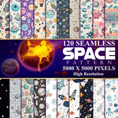 space digital paper pack for scrapbooking, crafts and other projects - seamless