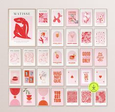 - - Pink  and red print set eclectic gallery wall printable preppy room decor aesthetic posters teen girl room decor trendy college dorm decor  | Digital Download - -  This eclectic gallery set of Digital Download Printable Pink and red Wall Art will instantly spruce up any home decor or university dorm. Featuring: * Aperol Spritz Print * Negroni Cocktail Print * Singapore Sling Cocktail bar decor * Happy Hour Martini Cocktail Print * Set of 3 lucky you playing card prints * Good vibes only Typo Cheap Red Character Print Sets, Cheap Pink Sets With Graphic Print, Red Posters, Room Decor Trendy, Gallery Wall Printables, Negroni Cocktail, College Dorm Decor, Aesthetic Posters, Eclectic Gallery Wall