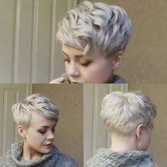 Hairdo Ideas, Kort Bob, Blonde Platinum, Curly Pixie Hairstyles, Short Curly Pixie, Messy Pixie, Cute Short Haircuts, Hair Color Blonde, Ombré Hair