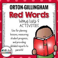 the red words word list and activities for students to use with their own writing skills