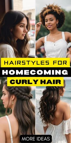 Homecoming Hairstyles Homecoming Curly Hair, Updo For Curly Hair, Hair For Homecoming, Curly Homecoming Hairstyles, Hairstyles For Homecoming, Easy Homecoming Hairstyles, Homecoming Court, Sleek Updo, Homecoming Hair