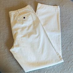 Brand New With Tags, 100% Cotton, Straight Leg Pants. Size W38 L34 Classic White Chinos For Spring, Classic White Bottoms With Pockets, High Waist White Bottoms With Welt Pockets, Spring White Chinos With Pockets, White Ankle-length Jeans For Workwear, White Ankle-length Jeans For Work, Classic White Spring Chinos, White Spring Chinos, Spring White Chinos