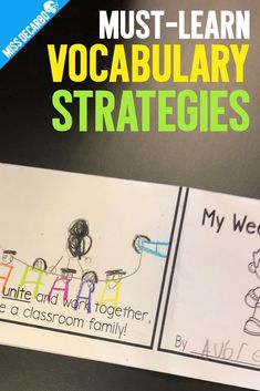 two bookmarks with the title must learn vocabulary strategies