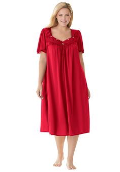 Red Cotton Nightgown For Pajama Party, Feminine Nightgown, Red Spring Nightgown For Sleep, Red Long Sleeve Nightgown For Bedtime, Red Nightgown, Red V-neck Nightgown For Summer, Red V-neck Nightgown, Sleeveless Gown, Swimsuits For All