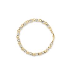 Indulge in the ultimate luxury with this stunning 10K yellow gold diamond bracelet. The 5 stone floral cluster and "X" link design creates a sophisticated and timeless look that is perfect for any occasion. With a total diamond weight of 1.00 cttw and embellished wiht 60 sparkling round diamonds in a prong setting, this bracelet is a true statement piece. The I-J color and I3 clarity diamonds add a touch of elegance and sophistication to the piece. The lobster claw clasp ensures a secure and com Elegant Gold Bracelet With Diamond And Sparkling Stones, Elegant Gold Bracelet Embellished With Diamonds, Elegant Gold Diamond Bracelet With Sparkling Stones, Yellow Gold Diamond Bracelet With Sparkling Stones For Anniversary, Anniversary Yellow Gold Diamond Bracelet With Sparkling Stones, Formal Yellow Gold Diamond Bracelet With Sparkling Stones, Yellow Gold Diamond Bracelet With Sparkling Stones, Elegant Yellow Gold Cubic Zirconia Diamond Bracelet, Elegant Yellow Gold Diamond Bracelet With Cubic Zirconia