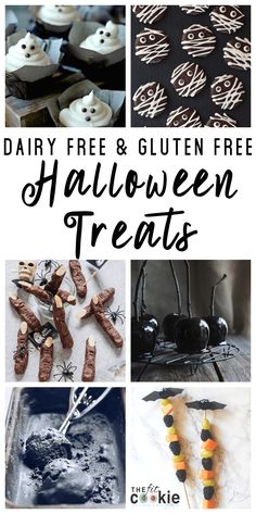 halloween treats with text overlay that reads dairy free and gluten free halloween treats