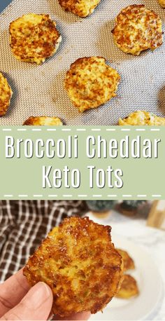 broccoli cheddar keto tots on a baking sheet with the title