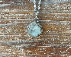 Mini Aquamarine and Pyrite Pendant Necklace/Dime Size/Silver or Gold Link or Satellite Chain/petite Nickel-free Turquoise Pendant Necklace, Light Blue Aquamarine Pendant Necklace, Turquoise Dangle Nickel-free Necklace, Blue Larimar Pendant Necklace, Pyrite Pendant, Raw Aquamarine, Gold Link Chain, Gold Link, Small Pendant