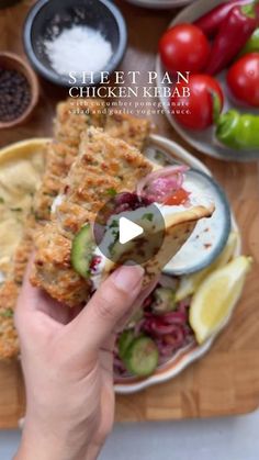 Iram Mansoor on Instagram: "Sheet Pan Chicken Kebab with Onion, Tomato, Pomegranate Salad and Garlic Yogurt Sauce

Minced Chicken Kebab:

Ingredients:

- 2 lbs boneless, skinless chicken thighs, minced
- 1 large red onion, finely chopped and squeezed
- 1-2 jalapeños, finely chopped
- 8-9 cloves fresh garlic, minced
- 1 tbsp freshly minced parsley
- Salt, to taste
- 1 tsp black pepper
- 1 tbsp garlic powder
- 1 tbsp onion powder
- 1 tsp ground cumin
- 1 tsp red chili flakes
- 3 tbsp oil

For the Onion, Tomato, Pomegranate Salad:

Ingredients:

- 1 cucumber, sliced
- 1 red onion, sliced
- 1 large tomato, seeded and finely chopped
- 1/2 cup pomegranate seeds
- 1 tbsp freshly chopped parsley
- Salt, to taste
- 1 tsp sumac
- 1 tsp lemon juice
- 2 tbsp olive oil

For the Garlic Yogurt Sauce:

In Chicken Koftas, Garlic Yogurt Sauce, Garlic Yogurt, Chicken Gyro, Minced Chicken, Chicken Kebab, Sheet Pan Chicken, Pomegranate Salad, Chicken Kebabs