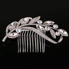 Category:Hair Combs; Gender:Women's; Gemstone Color:White; Stones Shapes:Round; Tips:The color of embellishments are shown as picture.; Quantity:1 Piece; Note:Includes combs. Ready to wear.; Occasion:Special Occasion,Casual,Wedding; Material:Alloy,Crystal,Pearl,Rhinestone; Color:Silver; Width:6; Length:10; Head Circumference:106; Net Dimensions:0.0000.0000.000; Shipping Weight:0.030; Listing Date:09/25/2016; Base Categories:Clothing Accessories,Apparel  Accessories,Wedding Headpieces,Bridal Acce Bridal Hair Pieces Flower, Silver Pearl Jewelry, Flower Hair Pieces, Rhinestone Hair Comb, Hair Gift, Crystal Hair Comb, Headpiece Hairstyles, Bridal Hair Jewelry, Bridal Hair Flowers