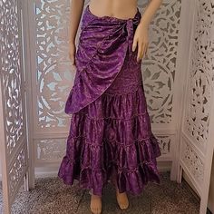 This Beautiful Boho Wrap Skirt Is Brand New And Sustainably Designed. Note:The Bandeau Top Is Priced And Sold Separately. Please Use The Alternate Listing To Purchase The Top. This Skirt Is A Final Sale. No Returns, Refunds, Or Exchanges Allowed. Absolutely No Exceptions Made. Please Ask All Questions Prior To Purchasing This Item. Thank You. Fitted Purple Maxi Skirt For Summer, Fitted Purple Skirt For Vacation, Fitted Purple Dress With Lined Skirt, Bohemian Fitted Wrap Skirt For Party, Purple Fitted Maxi Skirt, Fitted Purple Lined Maxi Skirt, Fitted Purple Maxi Skirt, Boho Wrap Skirt, Summer Maxi Dress Floral