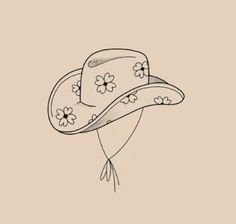 a drawing of a hat with flowers on it