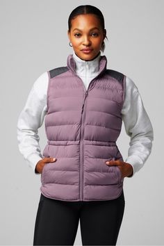 Essential Puffer Vest Fabletics purple female Activewear >> Womens >> Jackets & Outerwear >> Jackets regular Everyday Water-Repellent Sporty Purple Outerwear For Cold Weather, Casual Midweight Outerwear For Workout, Winter Nylon Activewear, Purple Athleisure Outerwear For Outdoor, Purple Sports Outerwear For Fall, Versatile Winter Workout Outerwear, Winter Sports Activewear In Purple, Casual Purple Nylon Activewear, Winter Workout Outerwear In Purple