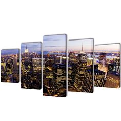 an image of a cityscape at night in new york, ny canvas print wall art