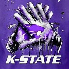 a purple shirt with the words k - state painted on it's left hand