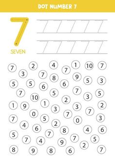 the number seven worksheet for children to learn how to write and draw numbers