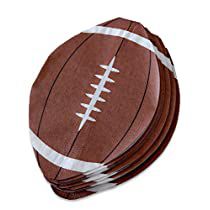 a pile of brown and white footballs sitting on top of each other in front of a white background