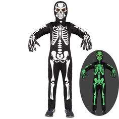 PRICES MAY VARY. Skeleton Costume - Kids skeleton costume included Jumpsuit, Skull Hood, Skeleton Gloves. Glow in The Dark - Glow will work better If shining it under bright light 15-20min. Darker place you put, much more lights you will see. Easy to on/off - Zipper at back for easy dressing. And you don't have to worry that your kids can't see, the eyes hole are open. Dress-up - Perfect for Halloween costumes, skeleton theme parties, role playing, dress up, and cosplay. Tips - Do not wash. Kids Kids Skeleton Costume, Boys Skeleton Costume, Skeleton Costume Kids, Scary Kids Costumes, Skeleton Theme, Skeleton Gloves, Glow In The Dark Skeleton, Dark Skeleton, Glow In The Dark Halloween