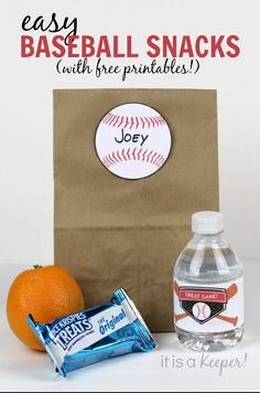 an easy baseball snack with free printables