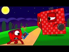 an animated image of two red objects on a road