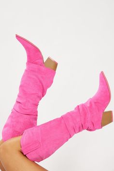 Available In Black And Pink. Knee High Flat Boots Pointed Toe 2.75" Mid Heel Imported | City Cowgirl Flat Boots in Pink size 6.5 by Fashion Nova Pink Cowgirl Boots Outfit, Pink Cowboy Boots Outfit, Pink Boots Outfit, City Cowgirl, Knee High Flat Boots, High Flat Boots, Pink Cowboy Boots, Knee High Boots Flat, Nashville Trip