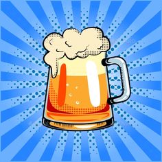 a beer mug with foamy bubbles on a blue background - food and drink conceptual