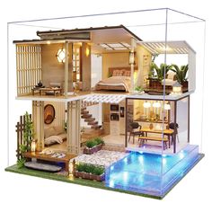 PRICES MAY VARY. 【DIY Dollhouse Kits --A Handmade Toy,Collection and Home Decor】Doll house needs to be assembled by yourself.We send in parts.suitable for over 14 years.This wood model kits will make you fall in love with arts and crafts. Even if you are a beginner, follow the English Manual to do it step by step will not be too hard. You can give yourself a plan, spend an hours a day to assemble it, not only develop good habits, but also make a surprise toy house and you will get a great sense Wooden Dollhouse Kits, Wooden Crafts Diy, Construction Lego, Villa Style, Dollhouse Miniatures Diy, Diy Building, Diy Holz, Duplex House, Dollhouse Kits