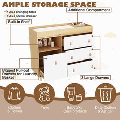 an info sheet describing how to use the storage space for your baby's diaper