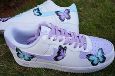 Black Af1, Custom Shoelaces, Butterfly Shoes, Basket Style, Shoes Purple, Custom Nike Shoes, Air Force 1 Custom, Custom Air Force 1, Fresh Shoes