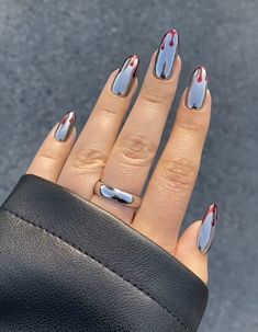 Subtle Halloween Nails, Spooky Punch, Silver Chrome Nails, Halloween Nail Art Ideas, Witchy Nails, Cute Halloween Nails, Silver Chrome, Halloween Nail Designs, French Tips