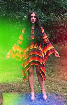 Follow our INSTAGRAM for updates @fantasia_superstar  Super groovy 1970s inspired rainbow crochet dress with massive bell-sleeves  ⫸ ART TO WEAR ! One of a kind ♡ 🌈 🍄 ⫸ Spectacular bell sleeves  ⫸ TRUE HANDMADE with LOVE by us ♡ ⫸ Fabric: 100% high quality cotton yarn ⫸ super soft! (not itchy) ⫸ Care: Hand wash and lay flat to dry ⫸ Condition~ Excellent, new ⫸ Unlined ⫸ Care: Gently hand wash in cold water and lay flat to dry. Never put your knit crations in a dryer. All of the clothing off ou Hippie Crochet Dress For Festivals, Hippie Crochet Festival Dress, 70s Inspired Multicolor Fall Dress, Multicolor Festival Dresses For Fall, Multicolor 70s Inspired Fall Dresses, Multicolor Crochet Dress For Spring Festival, Spring Festival Multicolor Crochet Dress, Bohemian Multicolor Winter Dress, Bohemian Long Sleeve Crochet Dress For Fall