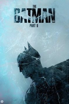 the batman movie poster is shown in black and blue tones, with an abstract background