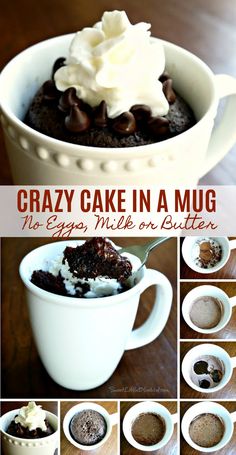 the recipe for crazy cake in a mug