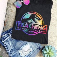 Disney Teacher Shirts, Disney Teacher, Jurassic Park Shirt, Preschool Teacher Outfits, Teacher Wear, Teacher Wardrobe, Teaching Outfits, Teaching Shirts, Teacher Outfit