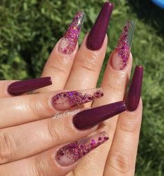 Burgundy Pink Nails, Plum Acrylic Nails, Ongles Gel Violet, Ballerina Nails Designs, Wine Nails, Cute Acrylic Nail Designs, Her Nails