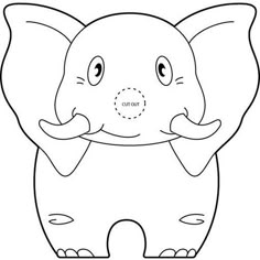 an elephant with the word cut out on it's chest and trunk, in front of