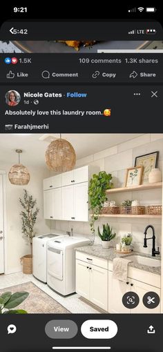 an image of a kitchen with white cabinets and appliances on the app store's facebook page