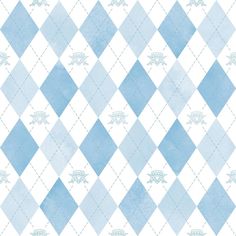 a blue and white checkered pattern with an image of a bird on the top