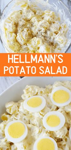 this is an image of hellman's potato salad with deviled eggs and mayonnaise