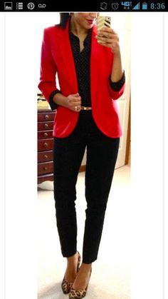 Red Blazer With Jeans, Red Blazer Outfit For Work, Red Blazer Outfit, Women Outfit Ideas, Fashionable Work Outfit, Blazer For Women