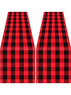 two red and black checkered table runners