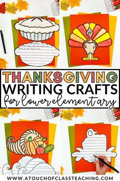 thanksgiving writing crafts for elementary and middle school students to use in their homeschool