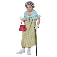 CALIFORNIA COSTUMES Costumes Old Lady Kit for Kids Kids Old Lady Costume, Granny Costume, Grandma Costume, Old Lady Costume, Kids Wigs, California Costumes, Blue Shawl, Theatre Costumes, Dress Clip