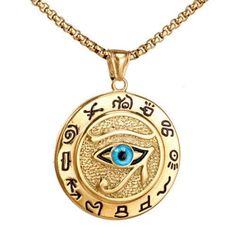 The eye is represented in amulets capable of repelling all negative energy and restoring harmony. That’s why the pharaohs used them to defend themselves against any element or enemy that tried to destabilize their government. We have multiple designs encompassing the Eye Of Horus in a variety of chain lengths for you to choose from. Material: 100% High-Quality Stainless Steel Plating: Gold or Silver Weight: 33 grams Size of Pendant: Roughly 4cm in Diameter for all variations Egypt Eye, Egypt Necklace, Egyptian Pendant Jewelry, Ancient Egypt Necklace, Rpg Items, Eye Of Horus Pendant, Eye Of Horus Necklace, Eye Of Ra, Eye Of Horus