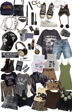 Grunge Style Board, Grunge Moodboard Outfit, Teenage Dirtbag Clothes, Cute Summer Grunge Outfits, Actual Grunge Outfits, Grunge Outfits Inspiration, Grunge Ish Outfits, Teenage Grunge Outfits, Grunge Band Outfits