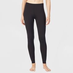 Warm Essentials by Cuddl Duds Women's Active Thermal Pants - Black S, Size: Small Winter Sports Leggings Made Of Elastane, Full Length Snug Fit Elastane Tights, Casual Full Length Tight Legwear, Winter Yoga Leggings With Snug Fit, Footless Black Bottoms For Loungewear, Black Footless Bottoms For Loungewear, Winter Yoga Full Length Leggings, Sporty Black Footless Leggings, Black Full-length Yoga Pants For Winter